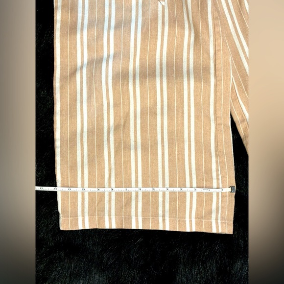 Jack by BB Dakota capris pants, tan & white vertical stripes, wide leg, size M. - Picture 3 of 5